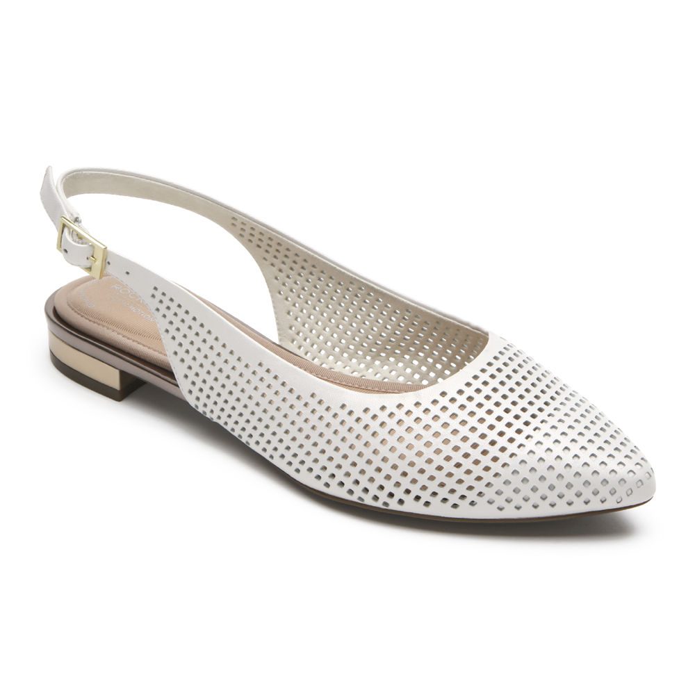 Rockport Singapore Womens Flats - Total Motion Adelyn Slingback White - PH1304785